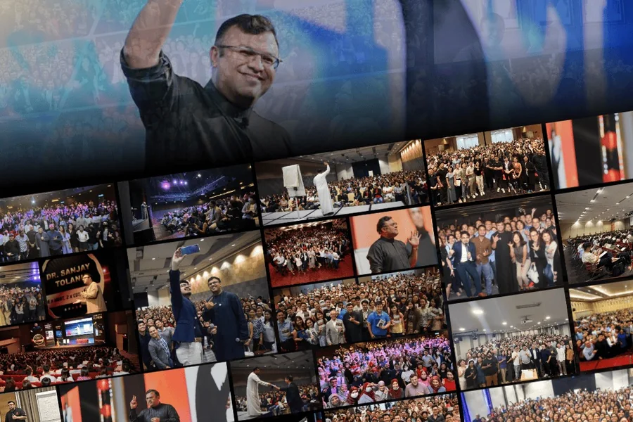 Audience and speaking moments from Dr. Sanjay Tolani events